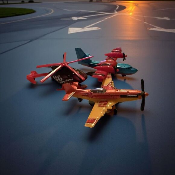 Matchbox Diecast #87 Black Helicopter Stunt Plane & Sky Buster Airplanes B14 - Picture 1 of 10
